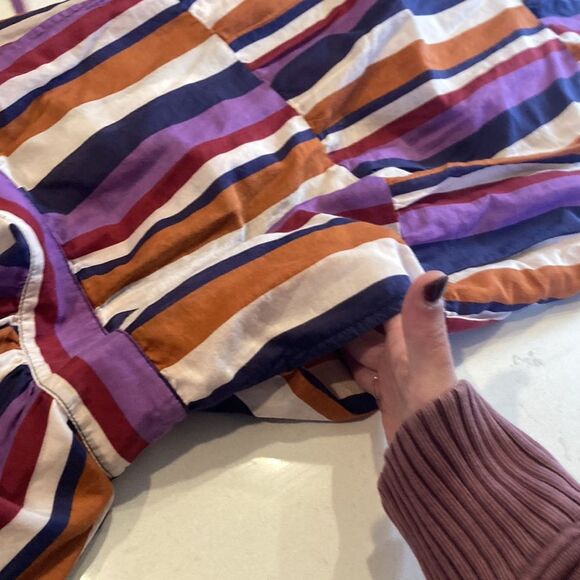XIRENA Tilda Silk Cotton Blend Multi-Color Striped Long Sleeve Wrap Dress XS - Picture 12 of 12